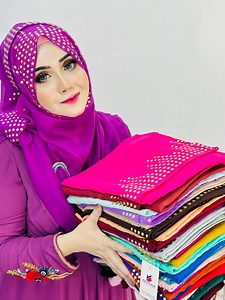 Gold metal studs Hijab metarial : cotton price : 380 taka Lenght : 180 com width : 80 cm | Eziclick