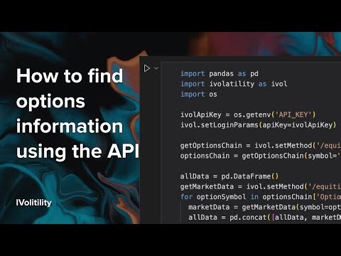 How to find options information or search for a list of options using the API?