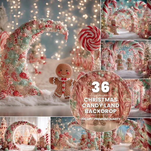 Christmas Candy Land Photo Backdrop, Gingerbread Wonderland (digital Download) - Etsy