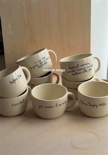 Each of these custom The Notes Mugs carries a little story: a love note, a memory, a phrase that means something special.✨ Every phrase is chosen by you and handwritten by me. It’s my favorite kind of magic - turning your stories into something you can hold every day 🤍 I’m so grateful to be a small part of your moment! #custommug #customceramics #coffeemug #coffeemorning #handwrittennotes