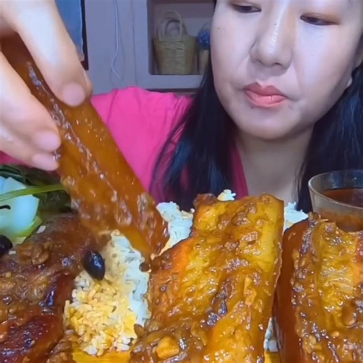 ASMR: EATING SPICY PORK CURRY 🔥 BASMATI RICE || #shorts #mukbangn #asmreating #mukbangasmr #asmr