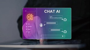 Chat with Ai concept, a person generating text using artificial intelligence technology, Smart assistant, Chat AI