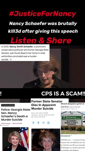 Nancy Schaeffer’s death has never sat right with me. This wasn’t just some random politician. This was a woman who was very vocal about Child Protective Services. She gave speeches, wrote papers, and openly accused CPS of being broken, corrupt, and harmful to families. She wasn’t whispering behind closed doors — she was saying it out loud, on record, to anyone who would listen. And then suddenly, she’s gone. We’re told it was a simple, tragic story. Case closed. Move on. But when someone spends 