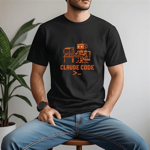 Claude Code Shirt Pixel Art Robot Developer Tee, Vibe Coding Shirt Funny Software Engineer Gift