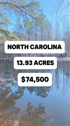 781K views · 6.7K reactions | Approximately 14 acres with a pond on the property for sale in North Carolina for $74,500. #foryou #viral #instadaily #realestate #land #forsale #sale #property #reels #realtor #reels #properties #landforsale #realtors #fyp #realestateinvesting #propertyforsale #NorthCarolina | Globally.land | Facebook