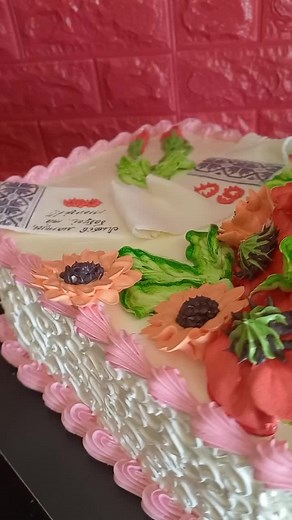 Decorative Birthday Cake with Intricate Icing Designs