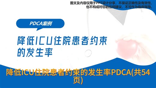 降低ICU住院患者约束的发生率PDCA(共54页)