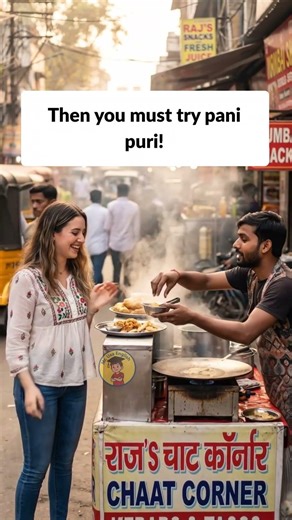 Indian Street Food 🥘 | English Conversation Practice for Beginners #shorts #learnenglish #streetfood