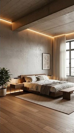 Stunning Modern Concrete & Wood Loft Bedroom Makeover #beforeandafter