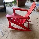 Costaelm Outdoor Adirondack Chair, All Weather Resistant Lawn Chairs Balcony Chair and Fire Pit Chairs, Deck Chairs Outdoor Porch Rocking Chair High Back HDPE Poly Lumber, Orange
