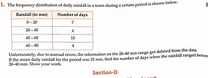 The frequency distribution of daily rainfall in a town during a... | Filo