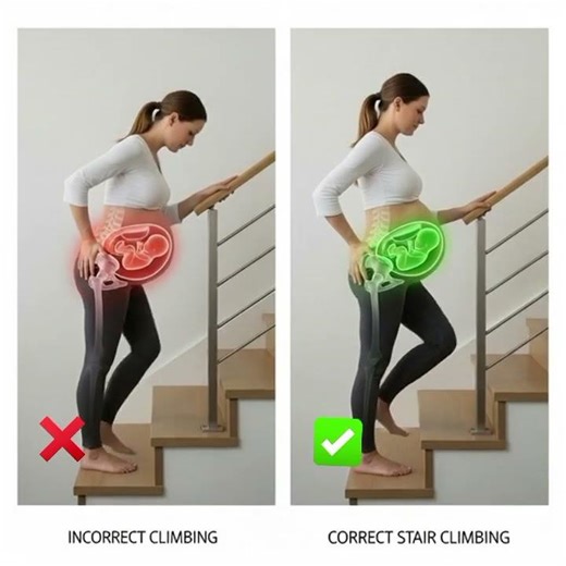 Safe Stair Climbing in Pregnancy | Correct vs Incorrect Method.
