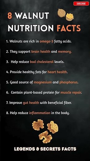 8 Walnut Nutrition Facts #WalnutFacts #WalnutBenefits #SuperfoodFacts #NutritionShorts