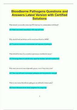 Bloodborne Pathogens Questions and Answers Latest Version with Certified Solutions21