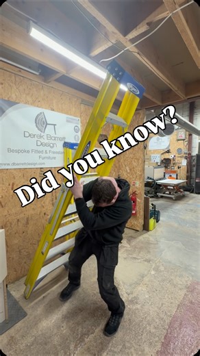 I picked this handy tip from Dave from @elwood_enterprises a few years back. These ladders are designed to sit flat on the wall without tipping over give it a go. No more sticking out or leaning taking up space 🫡 did you know this? | Derek Barrett Design Ltd