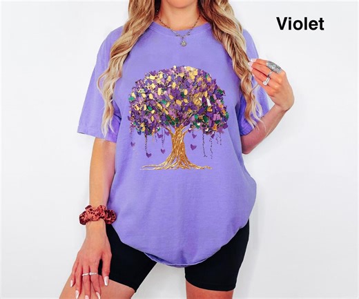 Comfort Colors® Mardi Gras Tree Faux Brushstroke Shirt, Watercolor Mardi Gras Bead Tree Shirt, Mardi Gras Fat Tuesday Gift,nola Beads Parade - Etsy