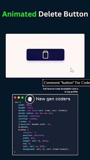 Animated Delete Button #coding #frontendcourse #webdesign #python #viral