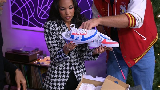 New kicks for MJ Acosta-Ruiz 🔥 Robin Lopez designed a pair of custom shoes for The Association host featuring some of his favorite NBA mascots 😂 | NBA TV