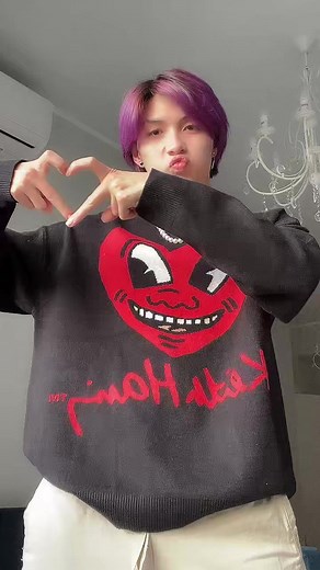 Purple Hair Fashion Statement with Heart Design