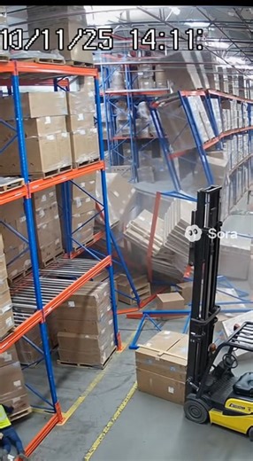 Forklift accident triggers massive warehouse rack collapse domino! 📦⚠️ #WarehouseFail #WorkplaceChaosRetry | Dashcam Defender