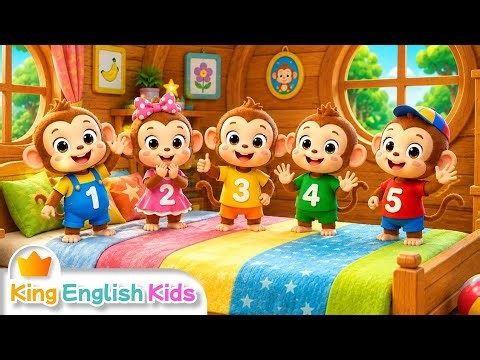 Five Little Monkeys Jumping on the Bed | Fruit Chant 🍎🍌