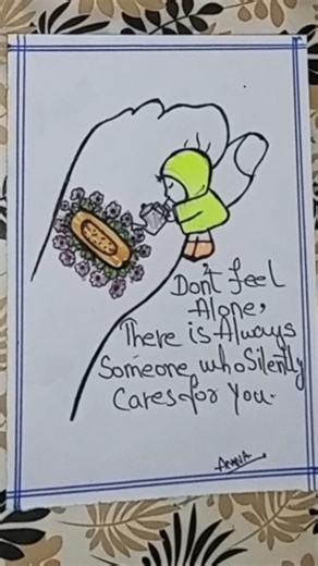 Don't feel alone There is always someone who silently cares for you || easy drawing #shorts #draw