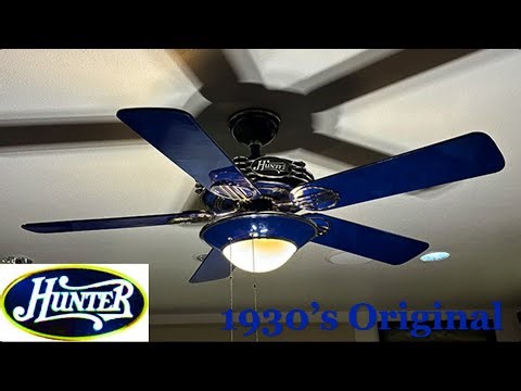 52” Hunter 1930’s Original ceiling fan (Cobalt Blue, 2026 Remake)