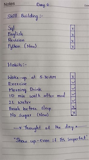 Building habits that future me will thank me for.Discipline over motivation 💯