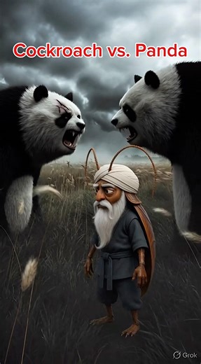 Cockroach versus Panda #funny #panda#swordfighting #prophetcockroach