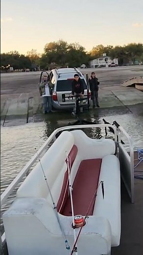 This is what it looks like when loading a Pontoon boat in windy conditions!