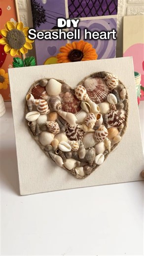 Diy canvas art | seashell heart art 🧿🌷 #craft #craftideas #seashell #painting #viralshorts #artsy