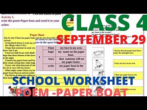 CLASS 4 ENGLISH SCHOOL WORKSHEET PAPER BOATS POEM SEPTEMBER 29/4 th std school worksheet