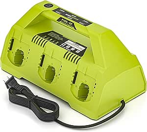 P180-6 Ports Rapid Charger Replacement for Ryobi 18V ONE+ Supercharger P135 18V Six-Pack Lithium-Ion Charger,Compatible with All Ryobi ONE+ 18V Battery Without USB Port P135, Large, Green