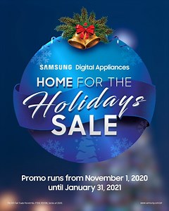 Keep your home safe and cozy during this holiday season with #Samsung Digital Appliances. Let your Samsung Air Purifier remove dust and bacteria from the air while your WindFree™ Air Conditioner keeps the room cool and comfortable without the draft. Upgrade now and enjoy up to 22% off in cash discounts and flexible payment options including 0% installment on 12-month terms via credit card or in-house financing during our Home for the Holidays sale! Learn more: spr.ly/HolidaysSale-Home-O2 | Samsu