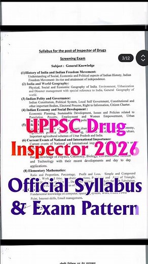 UP Drug Inspector Official Syllabus & Exam Pattern | UPPSC DI 2026 #uppsc #druginspector