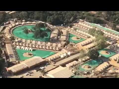 Statue of Unity as viewed from helicopter ride, costing Rs. 2900 per person