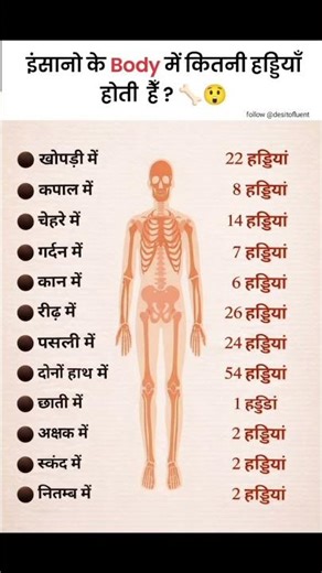 Human Body Bone Facts | Biology GK in Hindi | Students Ke Liye #blevel #englishlearning