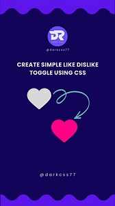 🔥 Simple Like Dislike Toggle using CSS 🎓🧑‍💻 👩‍💻 Source code is available in Website 🌐 CHECK BIO FOR WEBSITE LINK 🔗 🔴 Follow Dark CSS for more web development tips and tricks tutorials 📲🤞 🚨 Don't forget to like 👍 Share 📤 | Follow our page for latest updates [Frontend, Web design, Web development, CSS, CSS Animations, CSS Tips, CSS Tutorials] #webdesign #webdevelopment #Programming #html #css #coding #programmer #reelschallenge #tips #fullstackdeveloper | Dark CSS