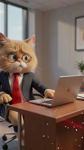 Grumpy Office Cat Working Hard! 🐱💼 #shorts #aiart #comedy #smartphone #funnytiger #funny #viral
