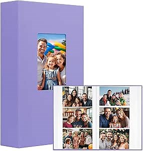Aevdor 360 Pockets 4x6 Photo Album, Large Capacity Linen Cover Photo Album 4x6 Holds 360 Photos, Acid-free Pages Photo Albums with Front Window for Family Wedding Anniversary Baby Pictures (Purple)