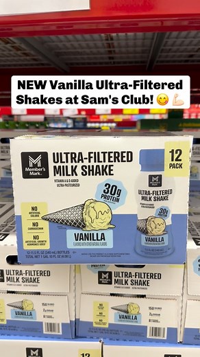 🥤 OMG these NEW Member’s Mark Vanilla Ultra-Filtered Shakes are going to fly off the shelves! 30g of protein, low sugar, and so creamy and good 😍 Comes in a 12-pack for $18.98! #samsclub #samsclubfinds #proteinshake | Sam’s Club Lovers