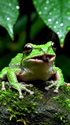 FROG CATCHES INSECT AND SWALLOWS IT