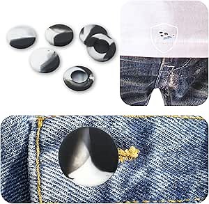 Button Covers for Women Men, Mixed Black White Large 18Pcs Silicone Prevent Shirt Holes for Jeans Buttons