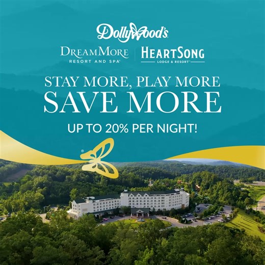 Book early and save more at Dollywood Parks & Resorts! Get up to 15% off per night when you book your stay at least 3 weeks early. | Dollywood