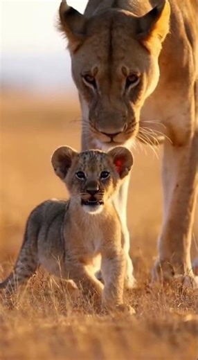Cub Asserts Power with Tiny Squeak 🦁👣 #lioness #lioncubs #wildlife #savanah #animalfriends #adorable