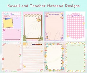 Notepad Templates Design / Teacher Gift / Kawaii Inspired / Customizable Notepad / Cute Printable Notepad / Printable Memo Pad - Etsy UK