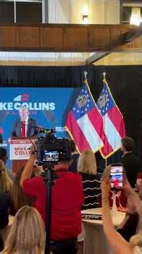 Mike Collins speaks to supporters after projected victory for Senate seat.