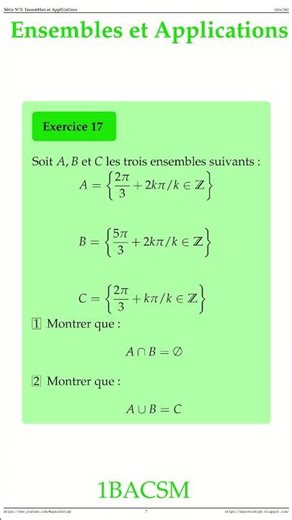 Exercice 17 Ensembles et Applications 1BACSM Maths space2study #maths #physiquechimie #1bac #2bac