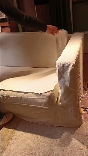 #IKEA LANDSKRONA COUCH cover of PURE LINEN, Change a leather sofa with a washable Linen #sofacover.