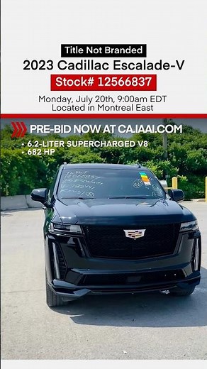 🇨🇦This minimal damage 2023 Cadillac Escalade V is up for grabs! Head to ca.iaai.com to bid now!